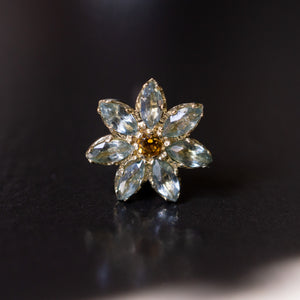 Marquise Flower Threaded End with Green Sapphire + Citrine