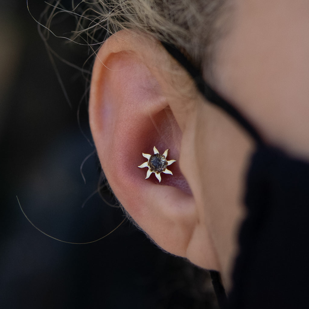 Sun Threaded End with Tourmalinated Quartz