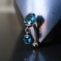 Titanium Top Dangle Navel Curve with Prong Gems