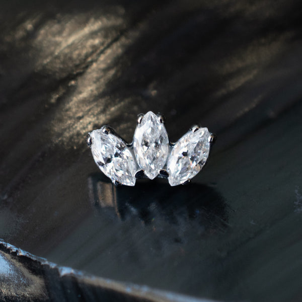 Marquise Fan Faceted Gem Threaded End