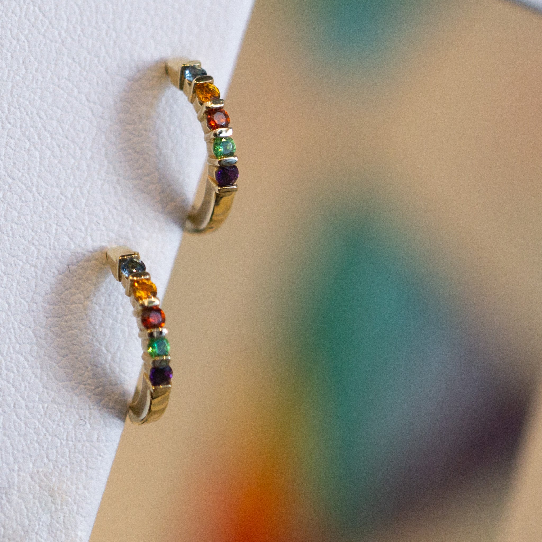 Multicolor Gemstone Hinged Ring