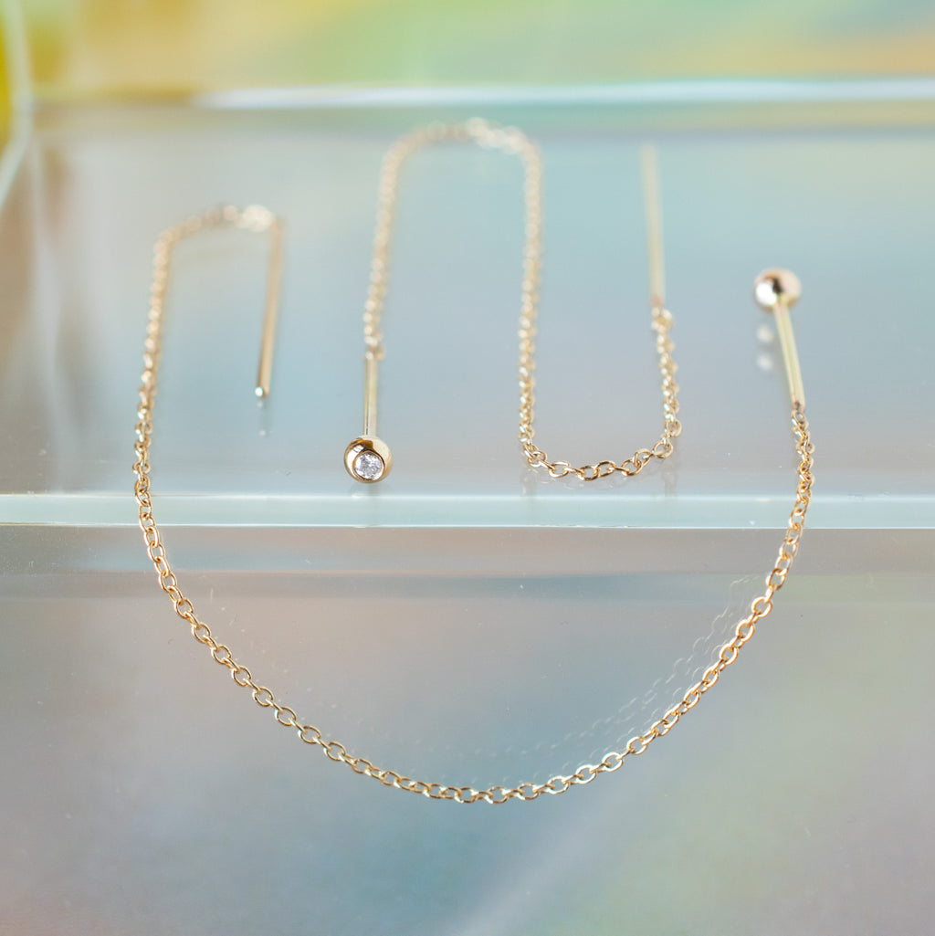 Diamond Chain Threader Earring