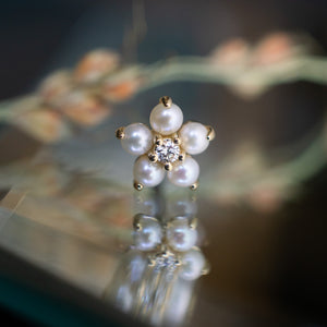 Pearl + Diamond Flower Threaded End