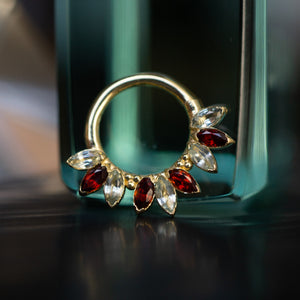 Sedona Seam Ring with Marquise Garnet + Green Sapphire