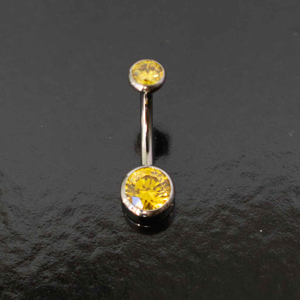 Titanium Navel Curve with 6mm Bezel Gem