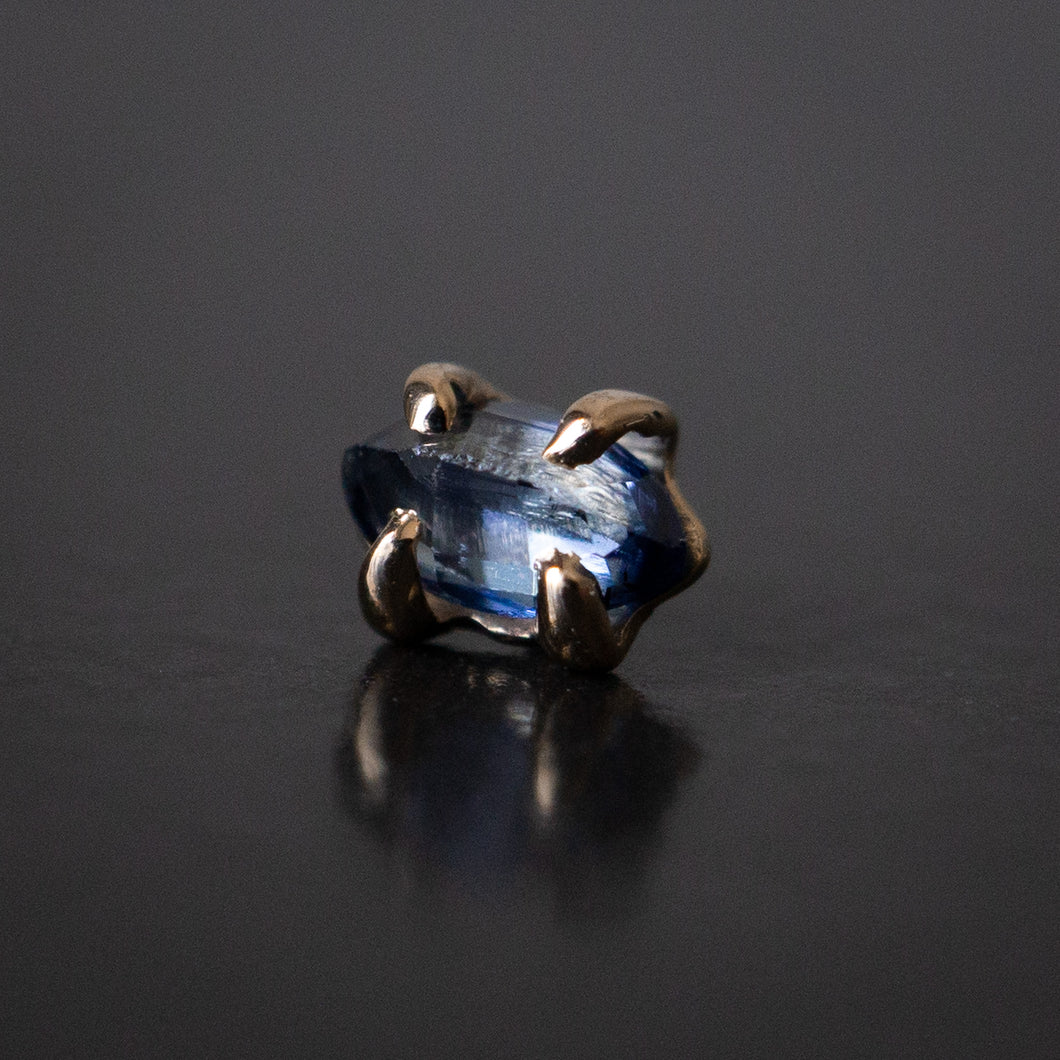 Deep Blue Tourmaline Prong Marquise Threaded End