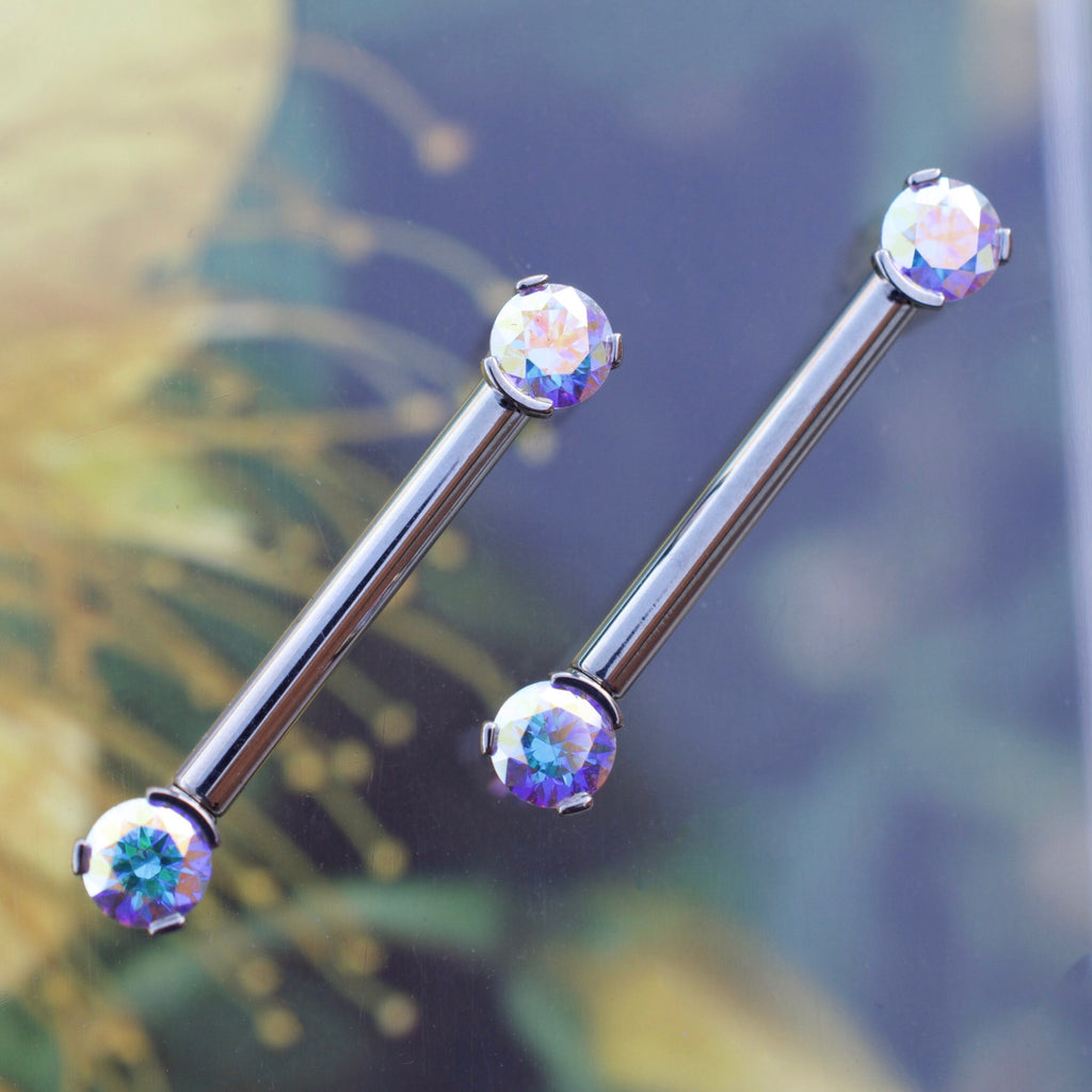 Forward-Facing Prong Gem Barbell