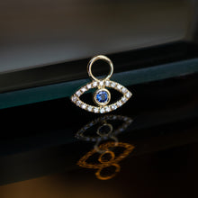 Load image into Gallery viewer, Sapphire + Diamond Evil Eye Charm