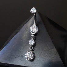 Load image into Gallery viewer, Titanium Dangle Navel Curve with Prong Gems
