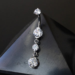 Titanium Dangle Navel Curve with Prong Gems