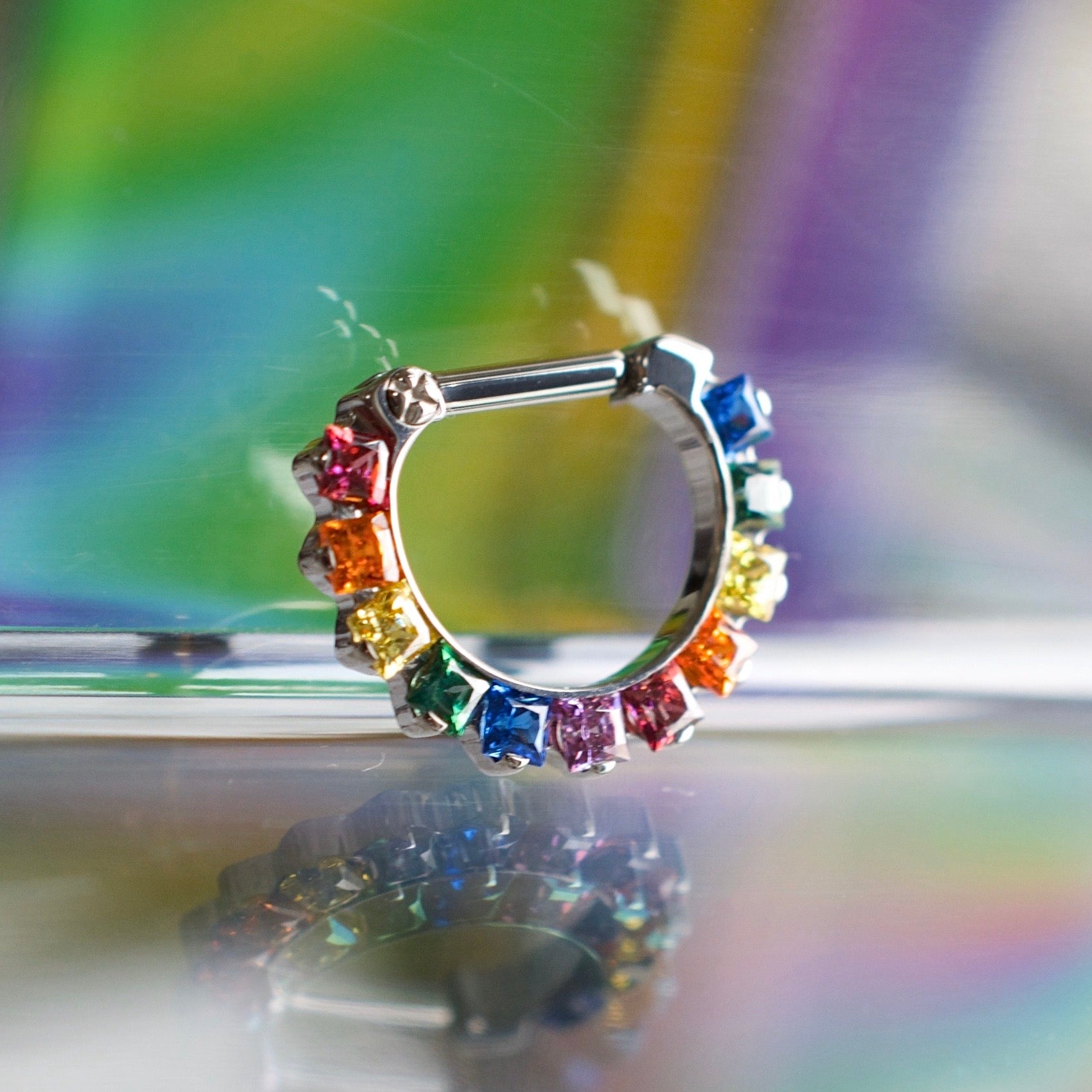 Princess Cut Rainbow CZ Odyssey Clicker