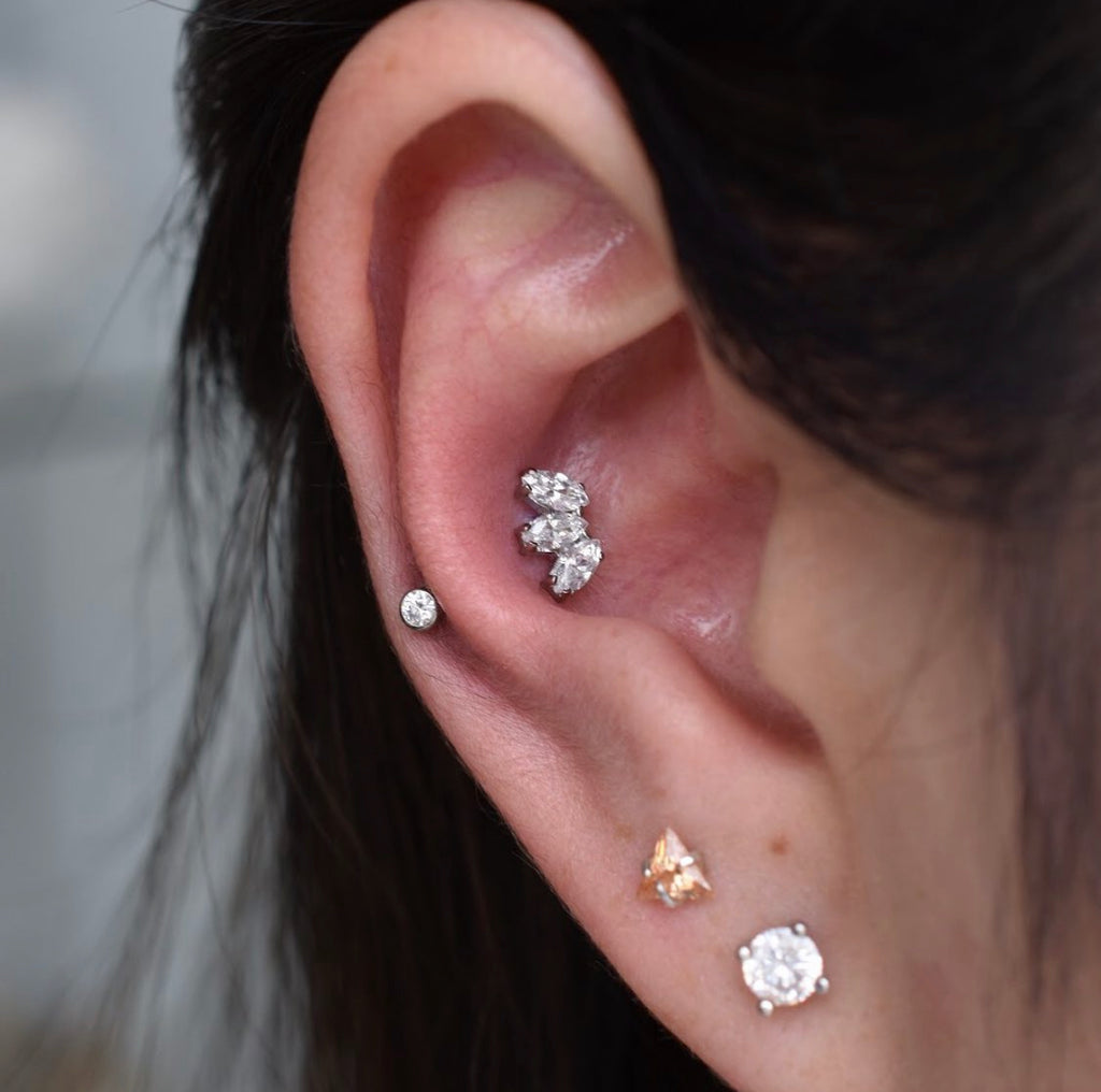 Marquise Fan Faceted Gem Threaded End