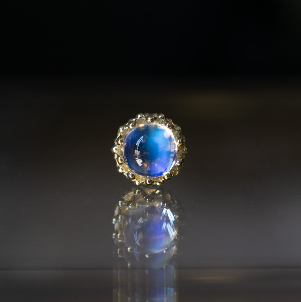 King Threaded End with Rainbow Moonstone