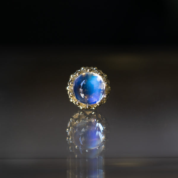 King Threaded End with Rainbow Moonstone